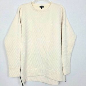Buckle Black Textured Sweatshirt S Cream Side Zips